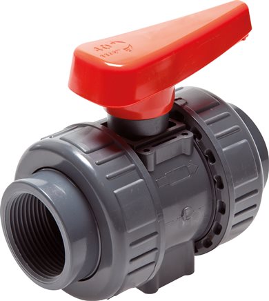 Exemplary representation: Ball valves with female thread, PVC-U (industrial version)